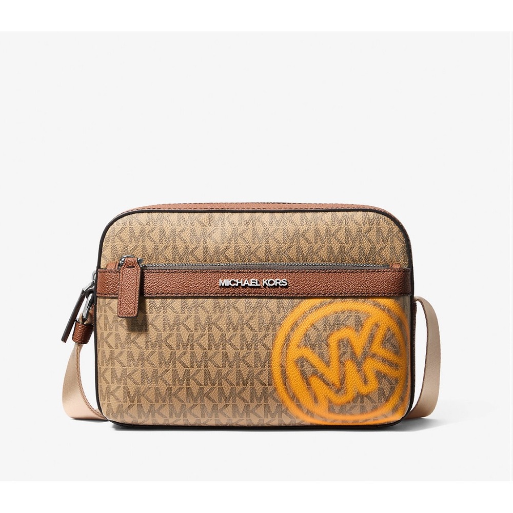 Michael Kors Cooper Utility Xbody Messenger Bag MK Logo Brown Orange